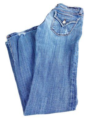 Vigoss Women’s  Sz 0 (26x29.5) Bootcut Jeans Faded Stretch Flap Pocket GUC